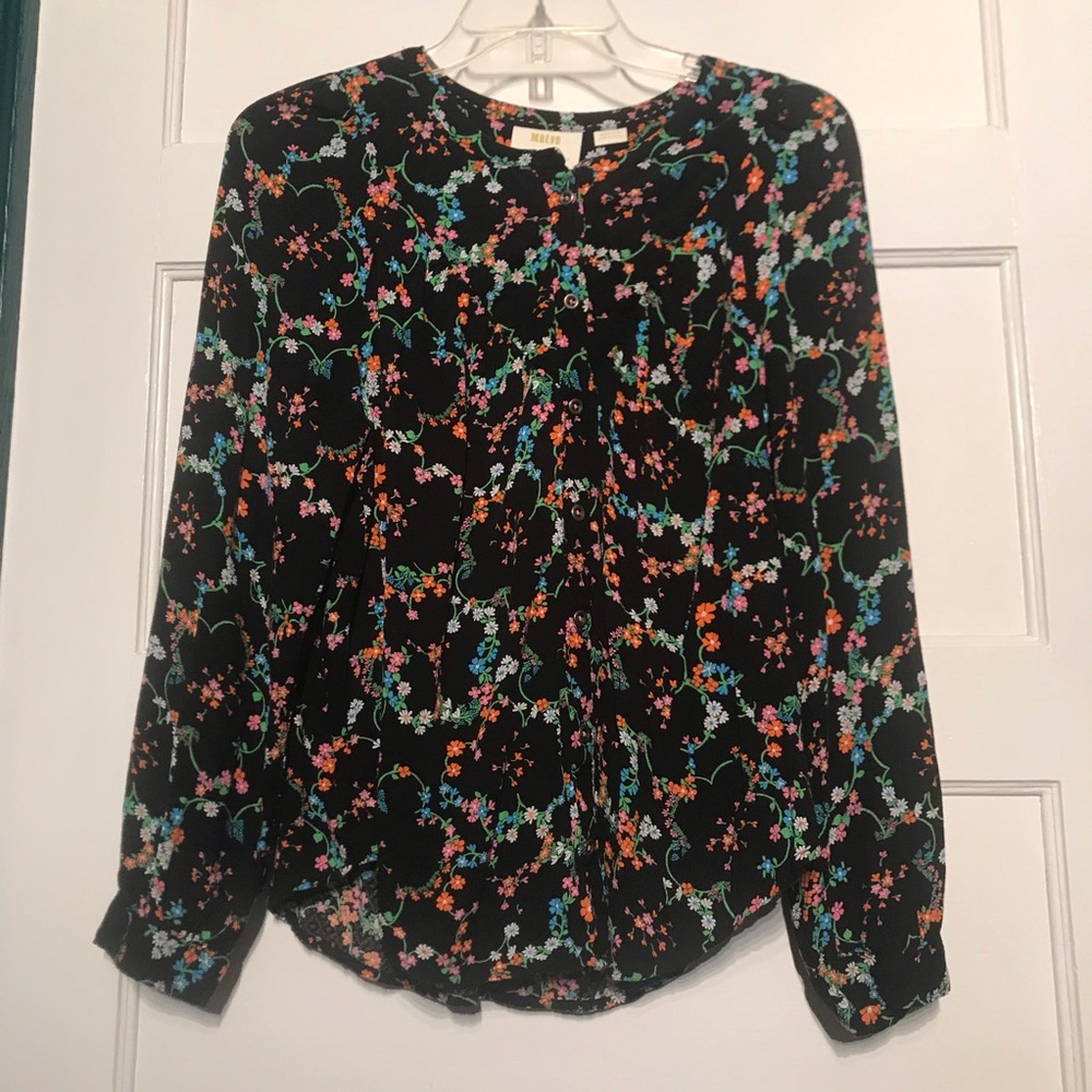 Maeve by Anthropologie Long Sleeve Delicate Floral Blouse